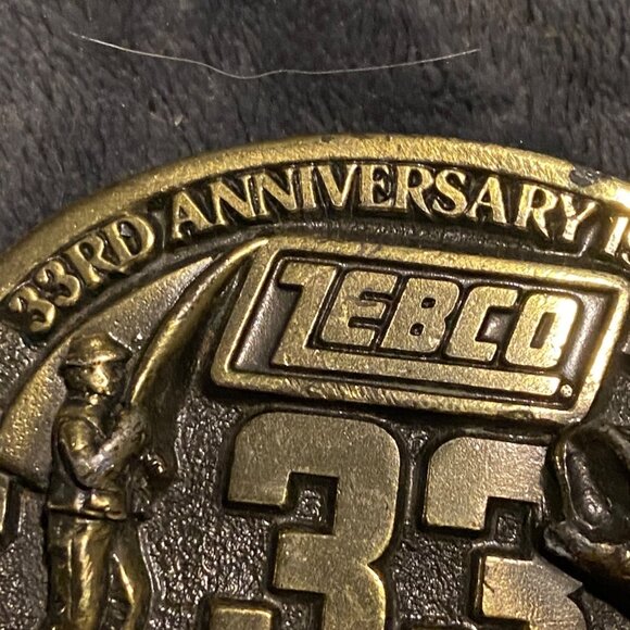 Zebco 33 33rd Anniversary 1955-1988 Limited Edition Brass Belt Buckle Fishing Th - Picture 4 of 14